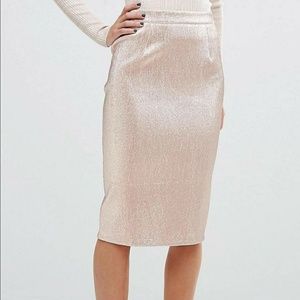 Pink shimmer pencil skirt